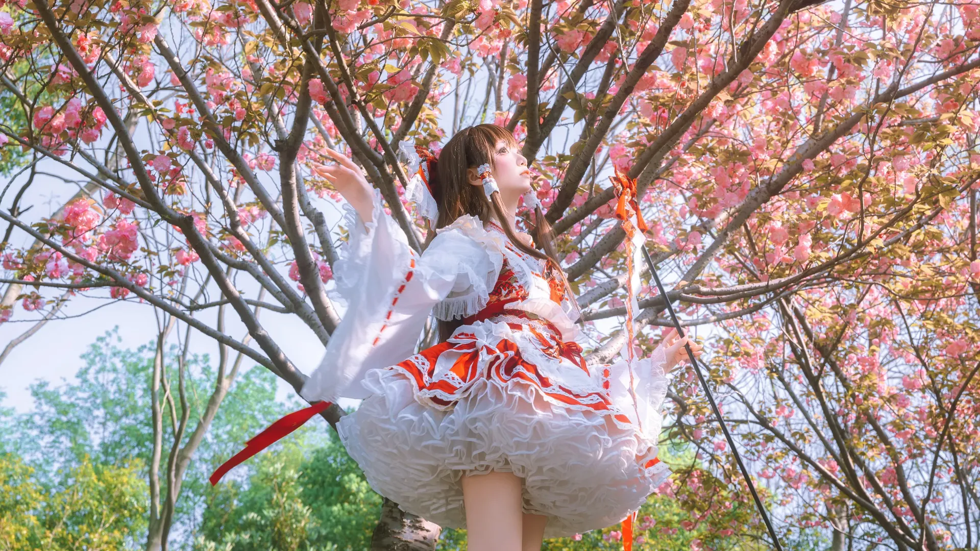 [Reimu Hakurei Cosplay] Daily Life of the Shrine Maiden Under Spring Cherry Blossom Trees - Image 2