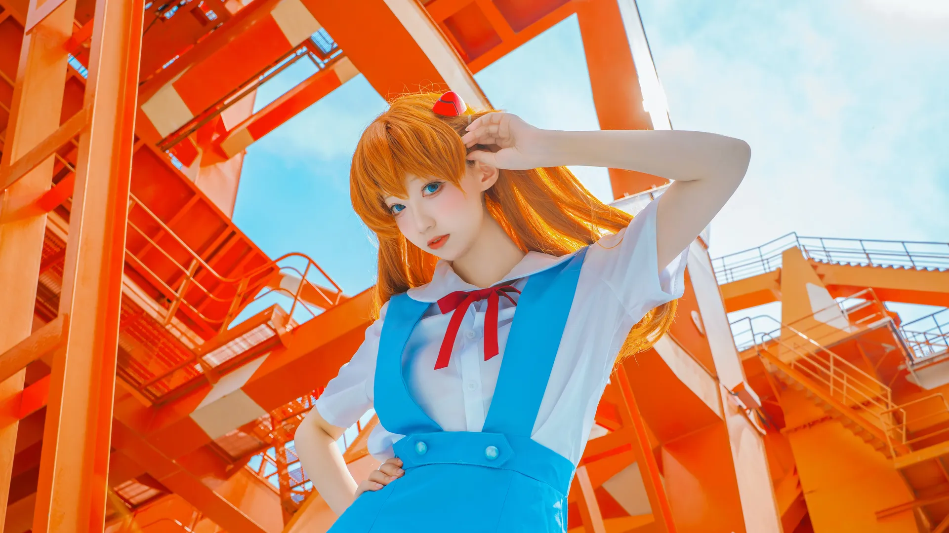 【明日香cos】EVA新世纪福音战士的经典校服与工业风，调色苦战两月终出片 - 第 3 张