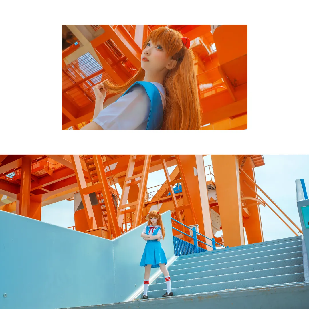 【明日香cos】EVA新世纪福音战士的经典校服与工业风，调色苦战两月终出片 - 第 4 张