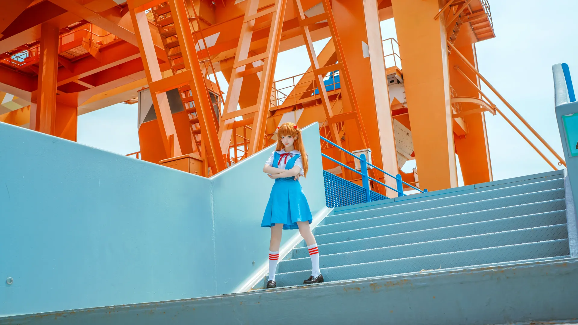 【明日香cos】EVA新世纪福音战士的经典校服与工业风，调色苦战两月终出片