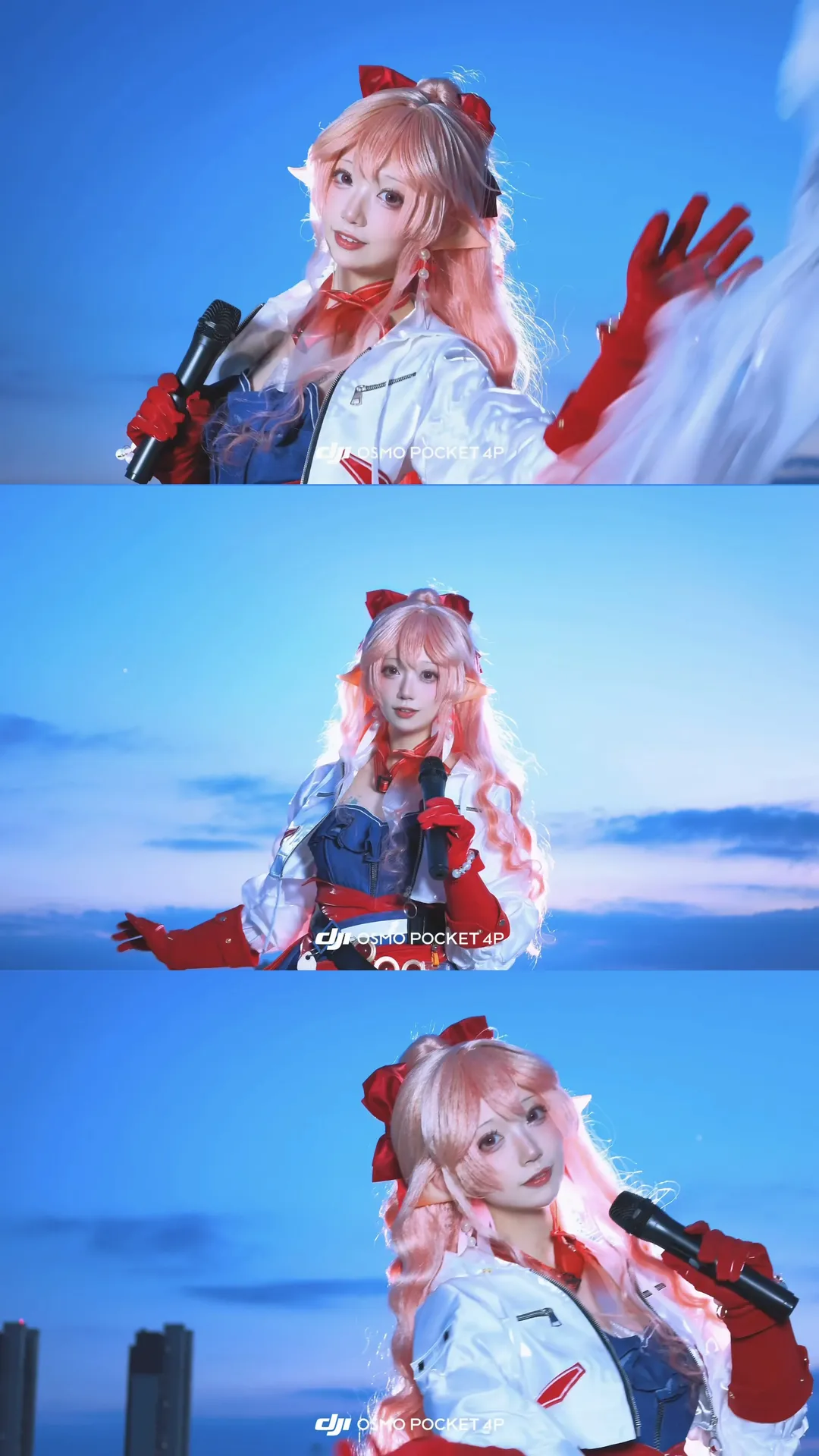 [Momoka Hanyuu cosplay] Idol Presence in the Blue Hour: Arknights Rooftop Photoshoot Share - Image 1