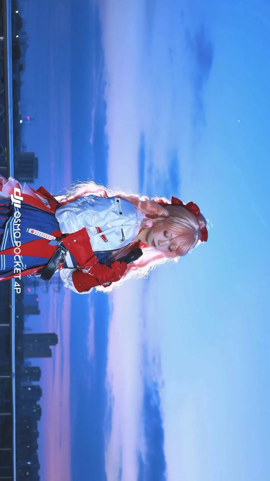 [Momoka Hanyuu cosplay] Idol Presence in the Blue Hour: Arknights Rooftop Photoshoot Share - Image 2