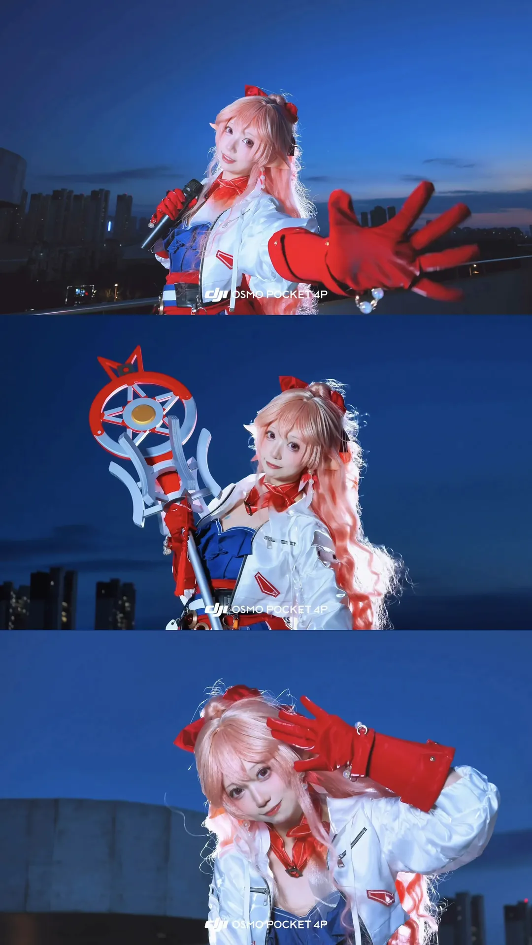 [Momoka Hanyuu cosplay] Idol Presence in the Blue Hour: Arknights Rooftop Photoshoot Share - Image 5