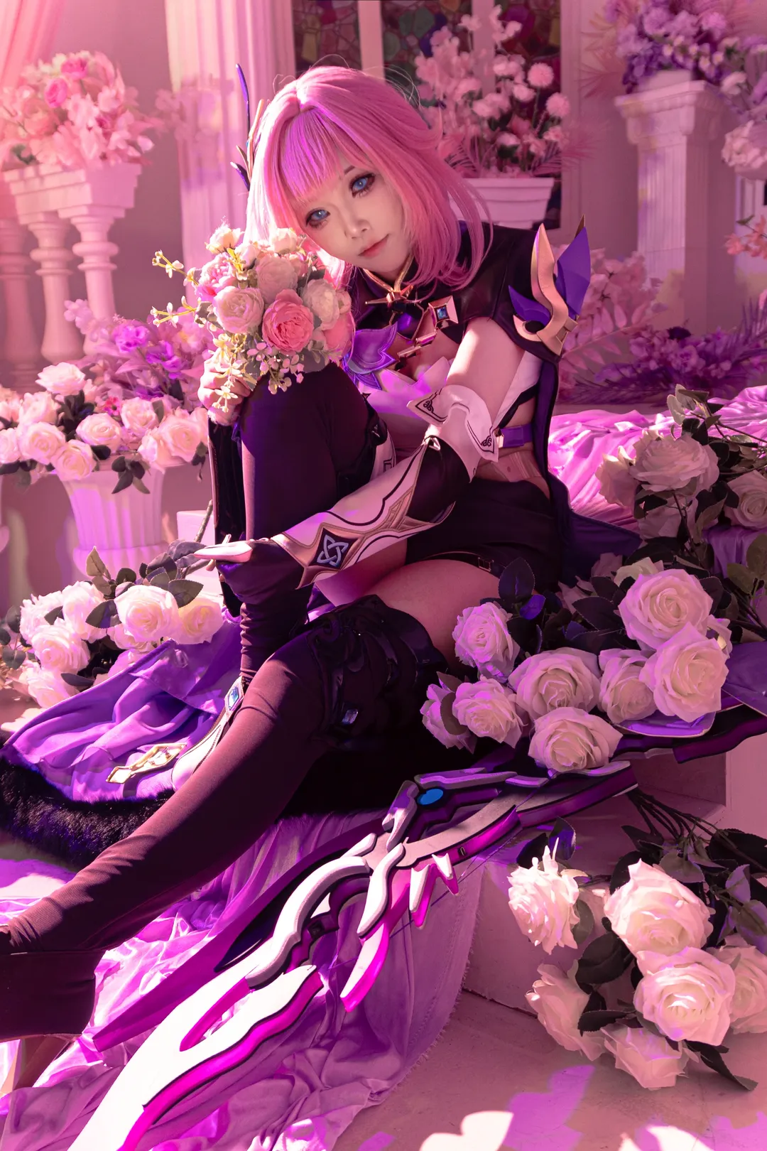 【爱莉希雅cos】往世的飞花，粉色妖精的优雅绽放 - 第 2 张