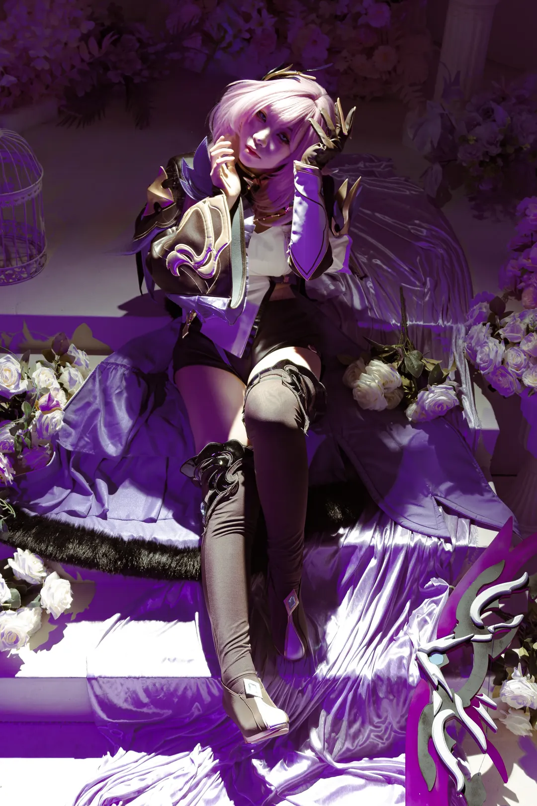 【爱莉希雅cos】爱与怜之诗，粉色的梦境与神秘的紫色蔷薇