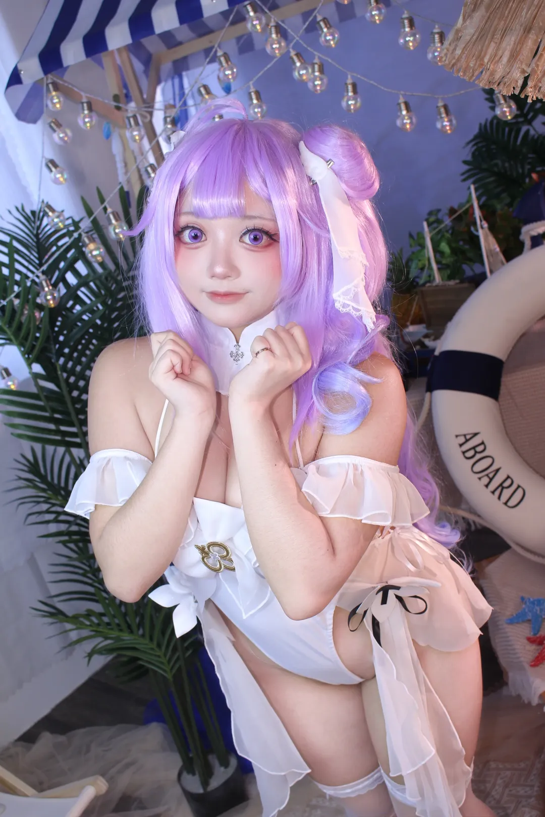 【独角兽cos】碧蓝航线的夏日邀约，白色泳装轻盈上线 - 第 1 张