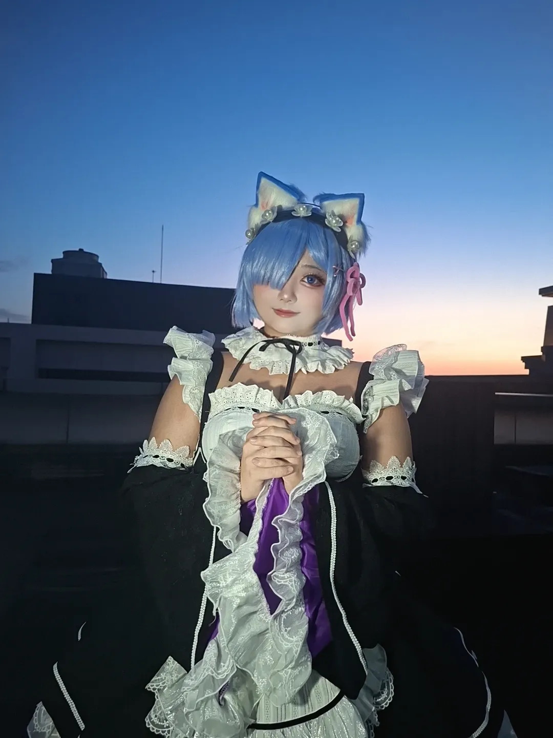 【雷姆cos】Re:从零开始的异世界生活 天台微风下的黄昏光影 - 第 3 张