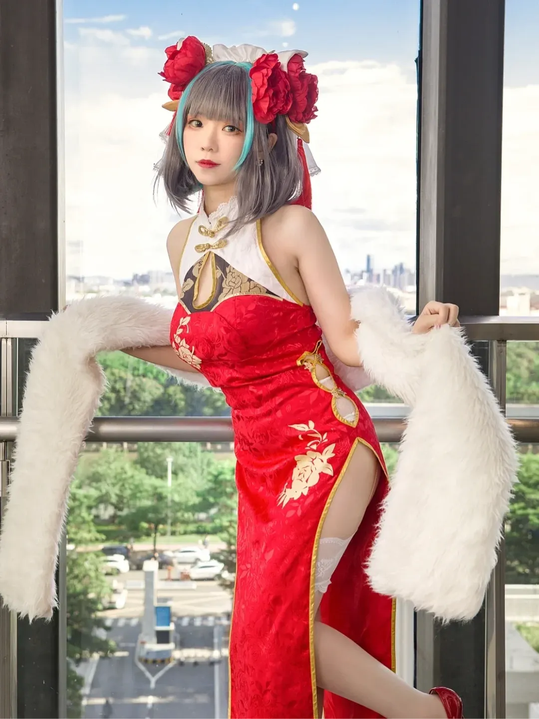 【碧蓝航线柴郡cos】广州CPSP漫展的红色旗袍与一日游场