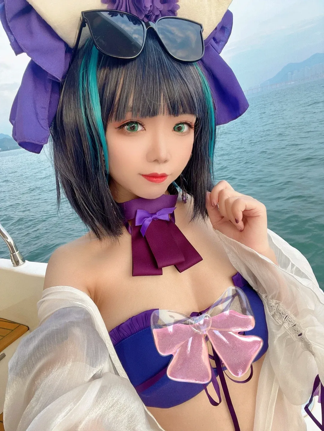 【柴郡cos】碧蓝航线夏日泳装游艇出海