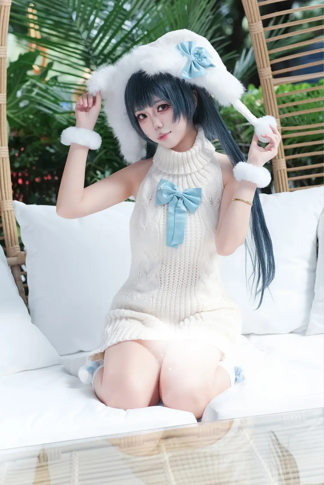 【妃咲cos】碧蓝档案中的露背毛衣与温柔慵懒感 - 第 6 张