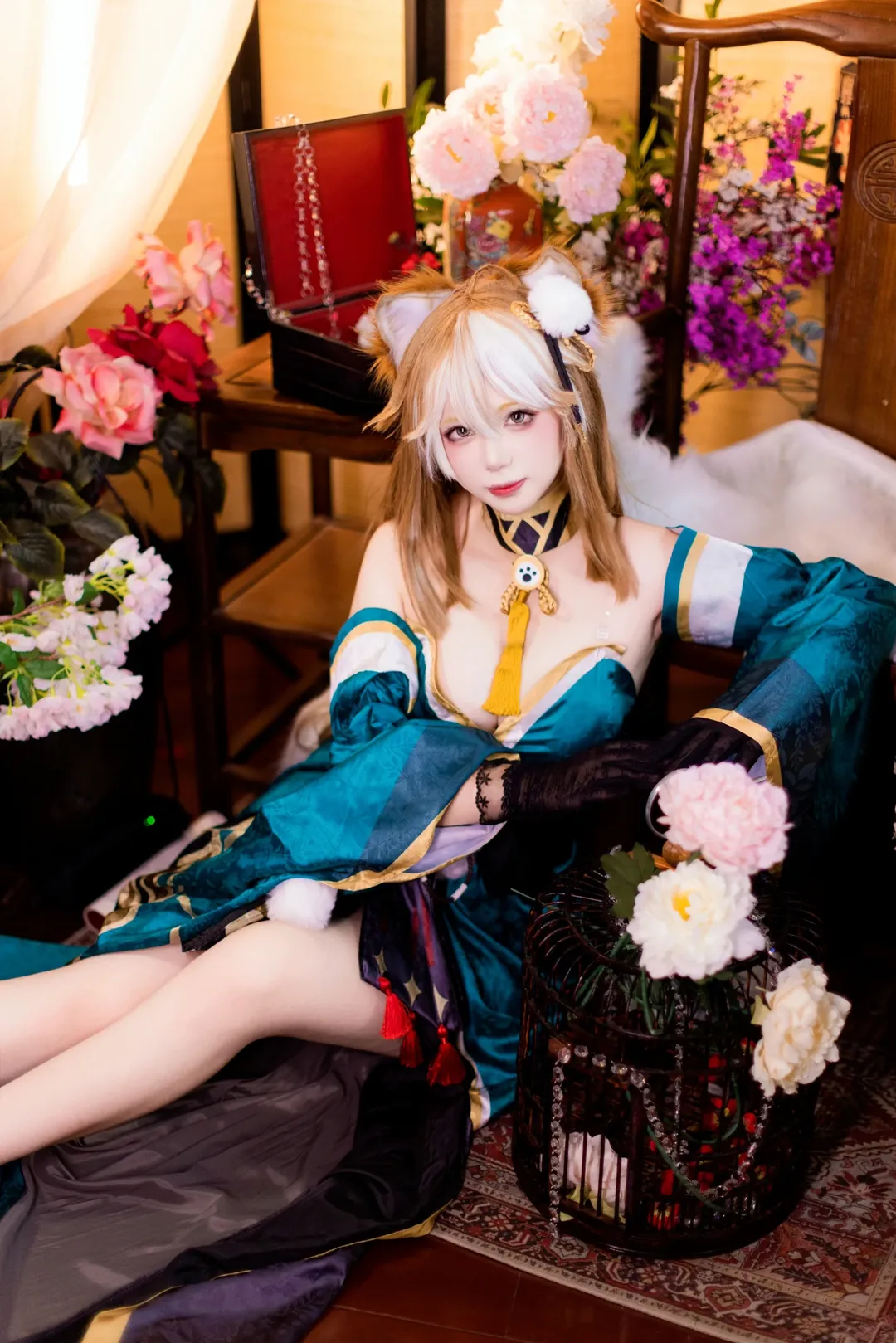 【希娜小姐cos】异域风情的青绿色狐耳兽耳娘