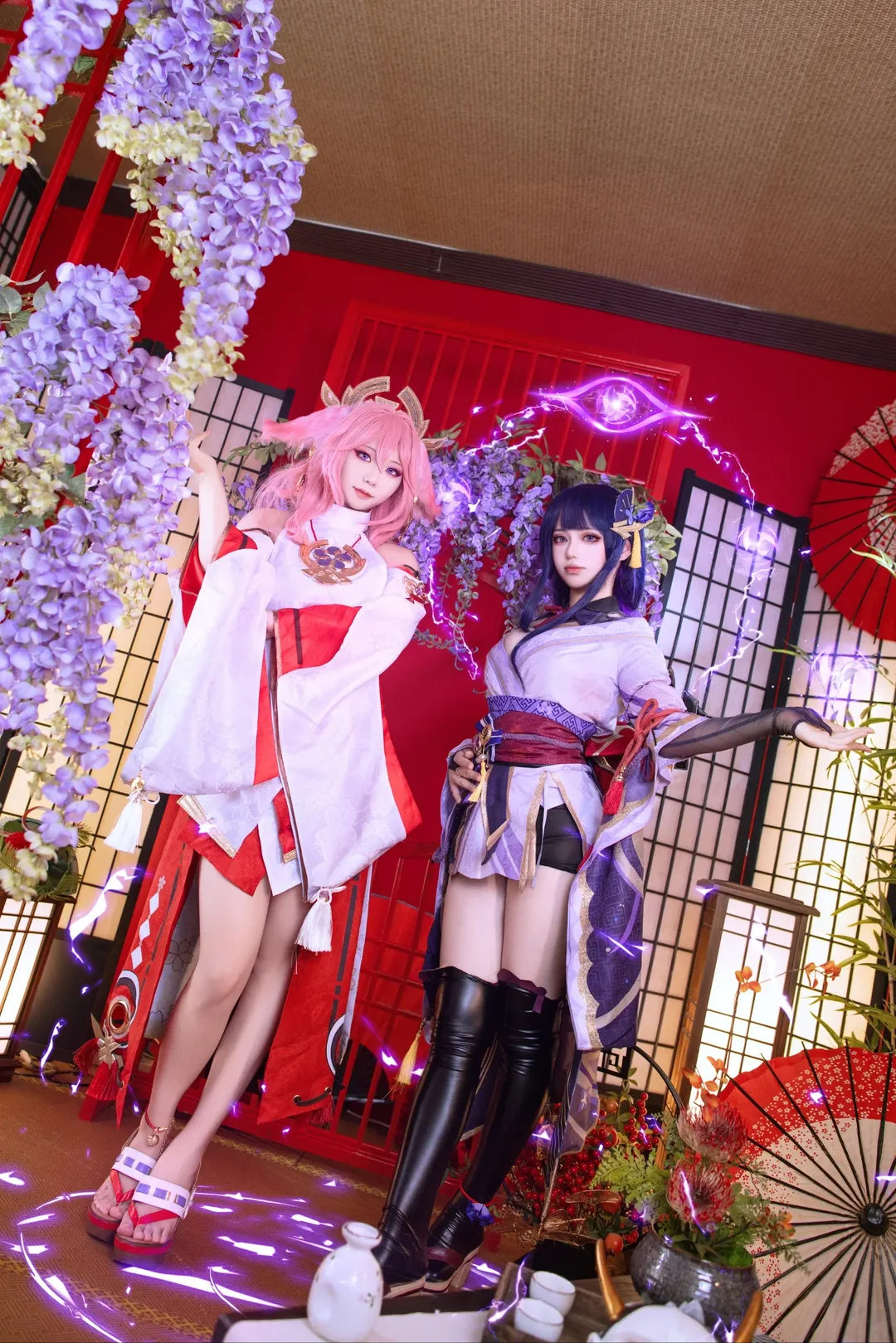 【八重神子 コスプレ】『原神』稲妻の和風情緒に包まれた巫女と雷光 - 1 枚目