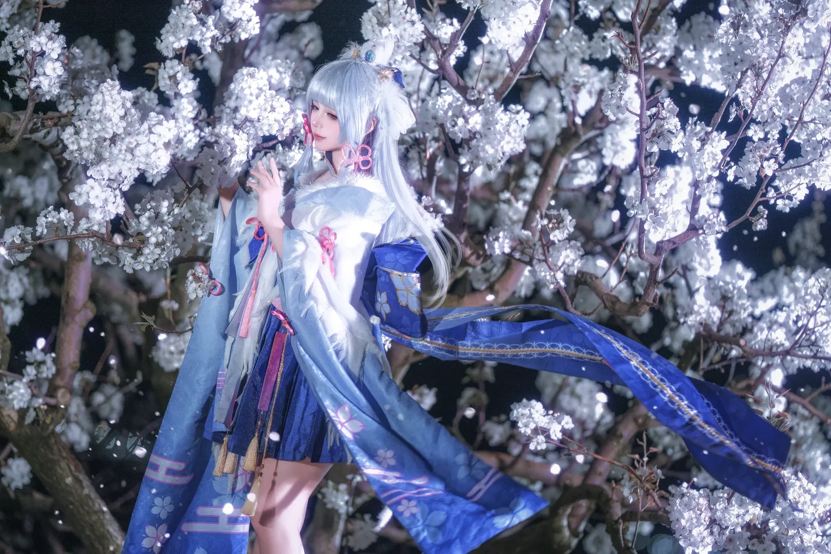 【神里绫华cos】稻妻的夜樱与霜雪，今日份的冰系少女 - 第 1 张