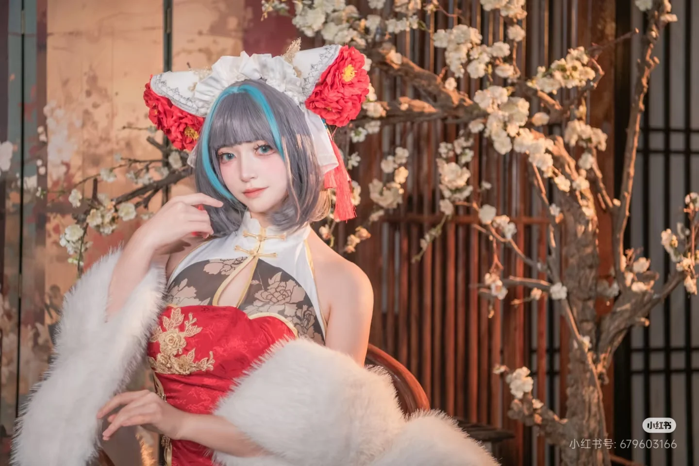 【碧蓝航线柴郡cos】新春红韵，毛茸茸的猫猫拜年大片 - 第 6 张