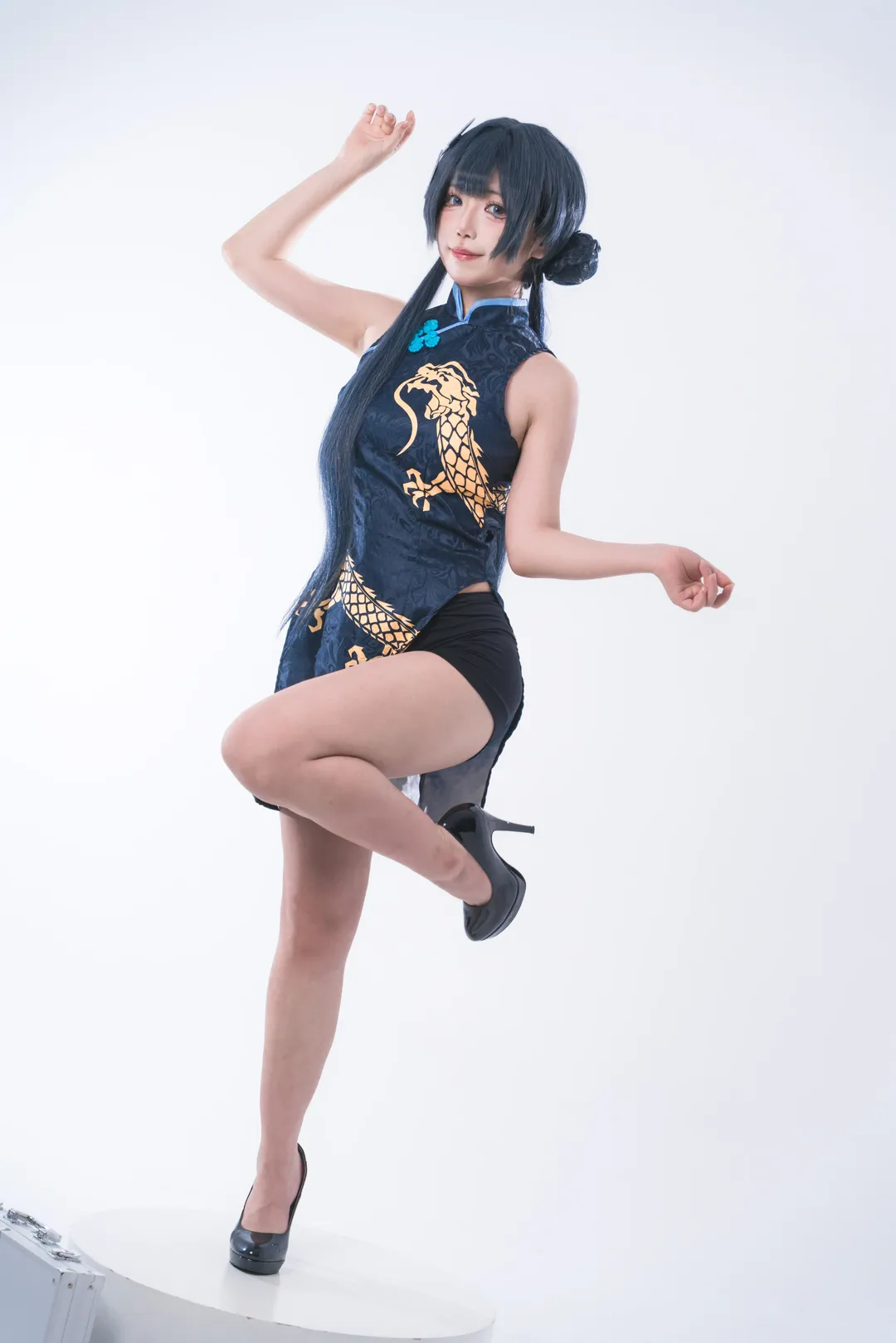 【妃咲cos】碧蓝档案，改良旗袍与双长马尾的百鬼夜行 - 第 4 张