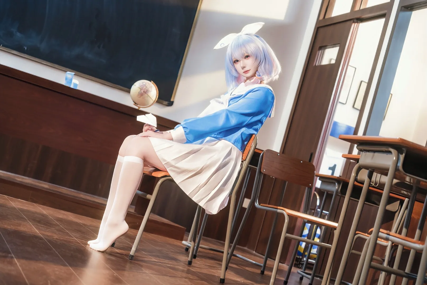 [Arona cosplay] Recess Moments in a Blue and White JK uniform - Image 2