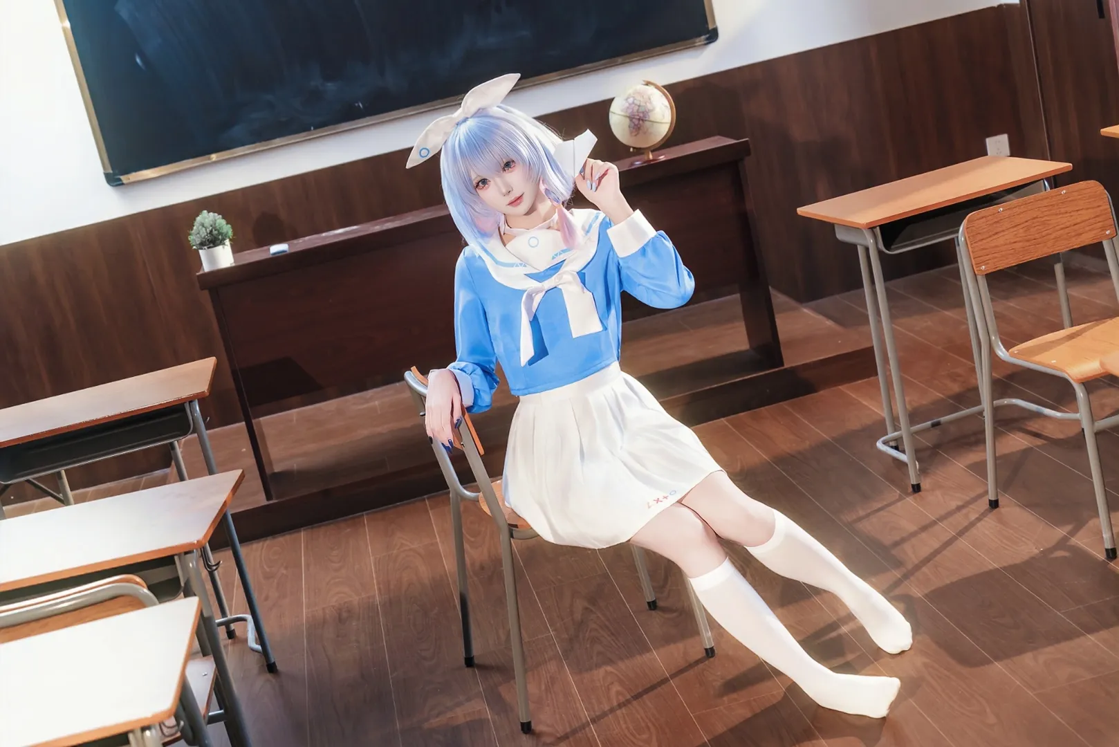 [Arona cosplay] Recess Moments in a Blue and White JK uniform - Image 4