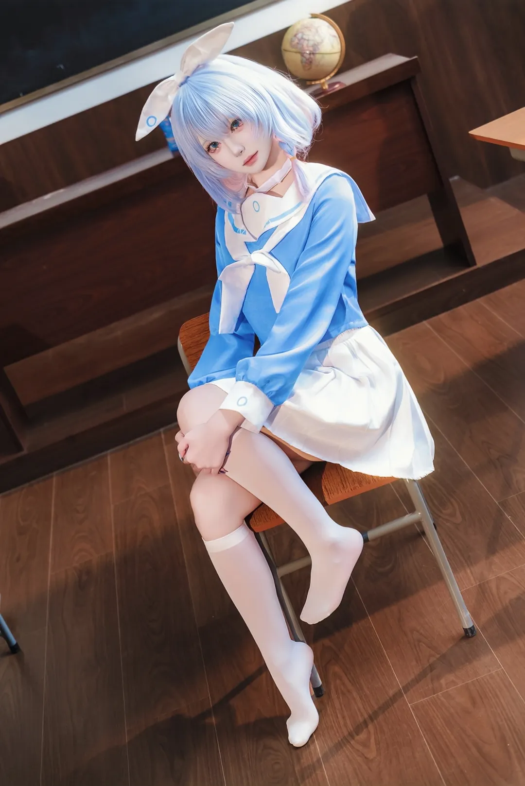 [Arona cosplay] Recess Moments in a Blue and White JK uniform - Image 5