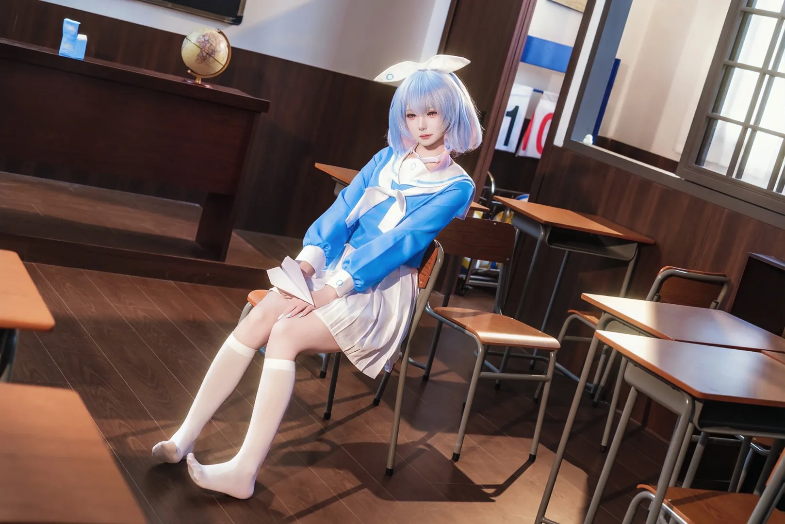 [Arona cosplay] Recess Moments in a Blue and White JK uniform - Image 6