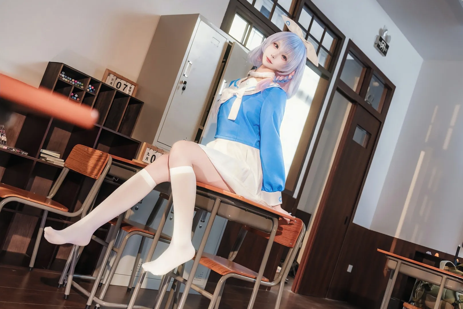 [Arona cosplay] Recess Moments in a Blue and White JK uniform - Image 9
