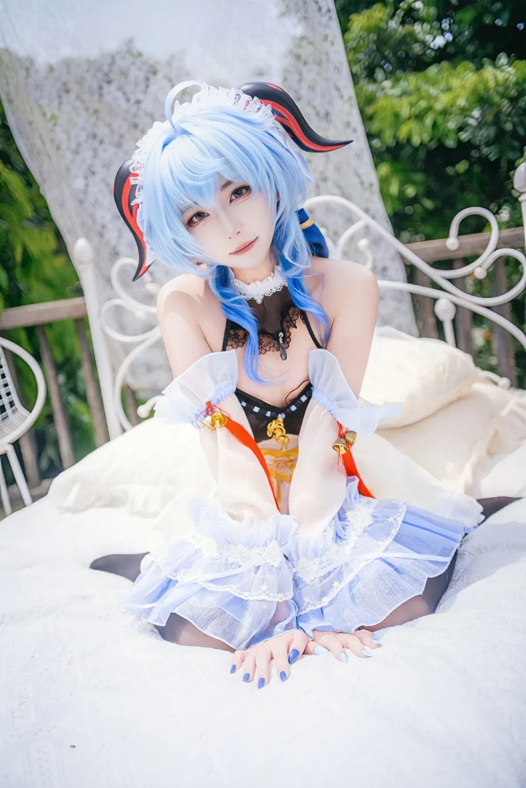 【甘雨cos】原神的王小美，这套慵懒花园正片拍得很过瘾 - 第 3 张