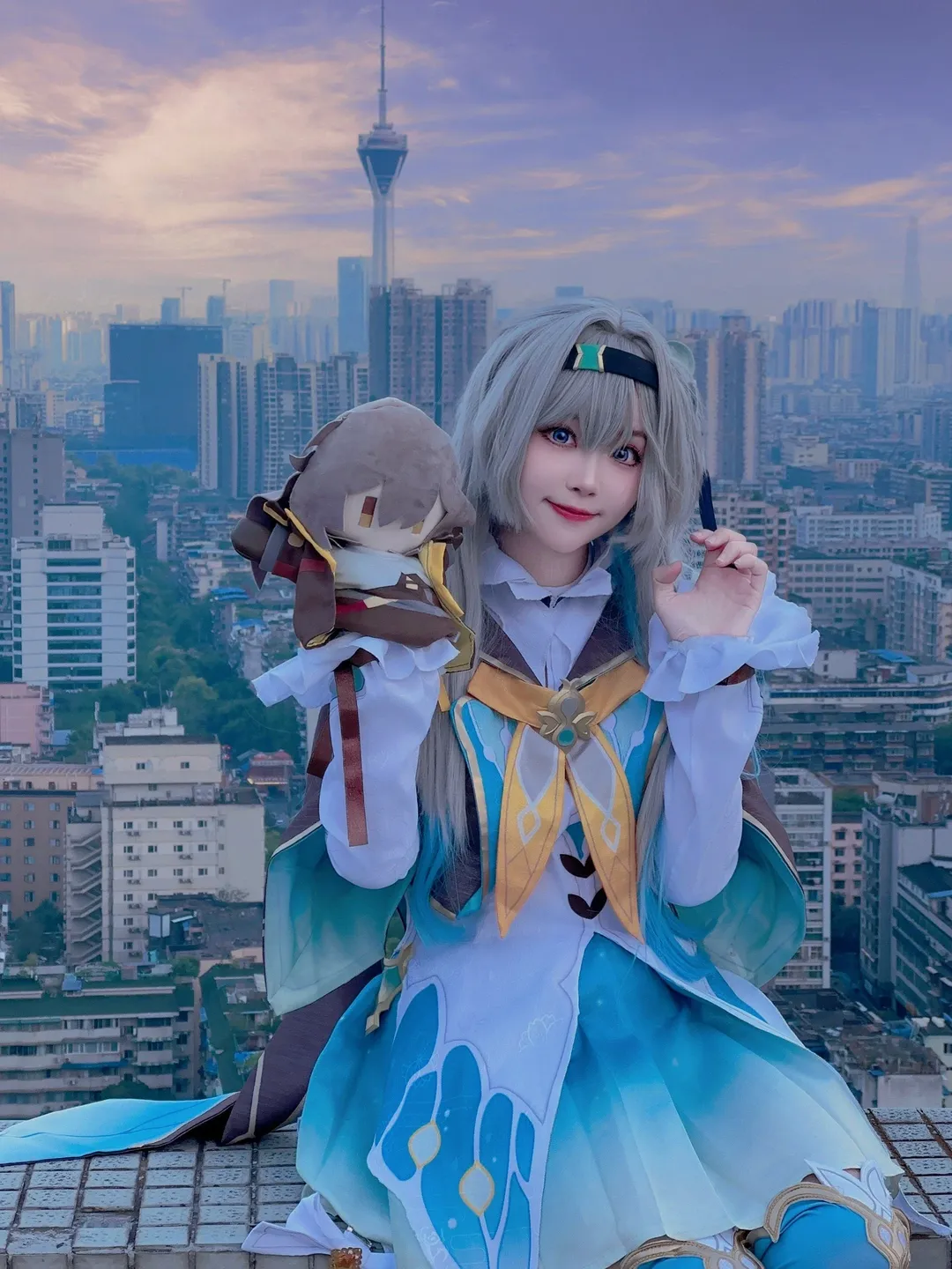 【流萤cos】崩坏星穹铁道的约会花絮，机甲的浪漫是这次天台拍摄