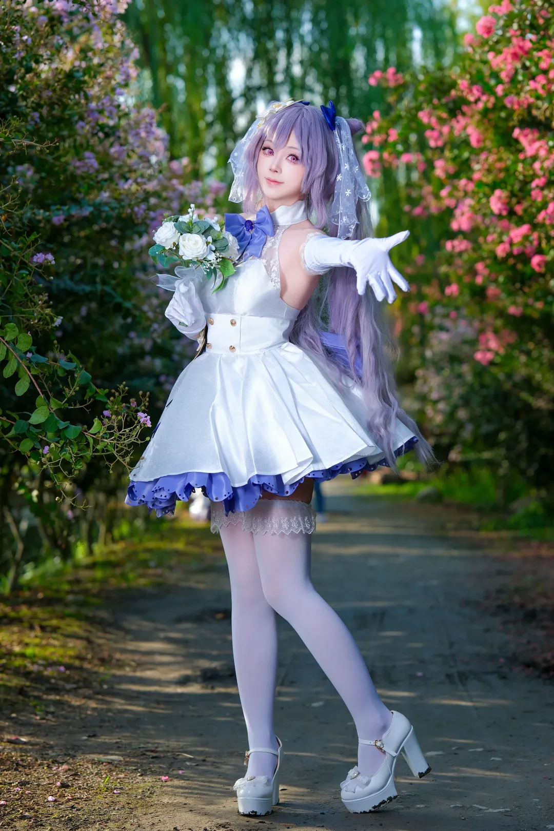 【刻晴花嫁cos】原神刻晴花嫁外景，成都冬日里的自然记录 - 第 1 张