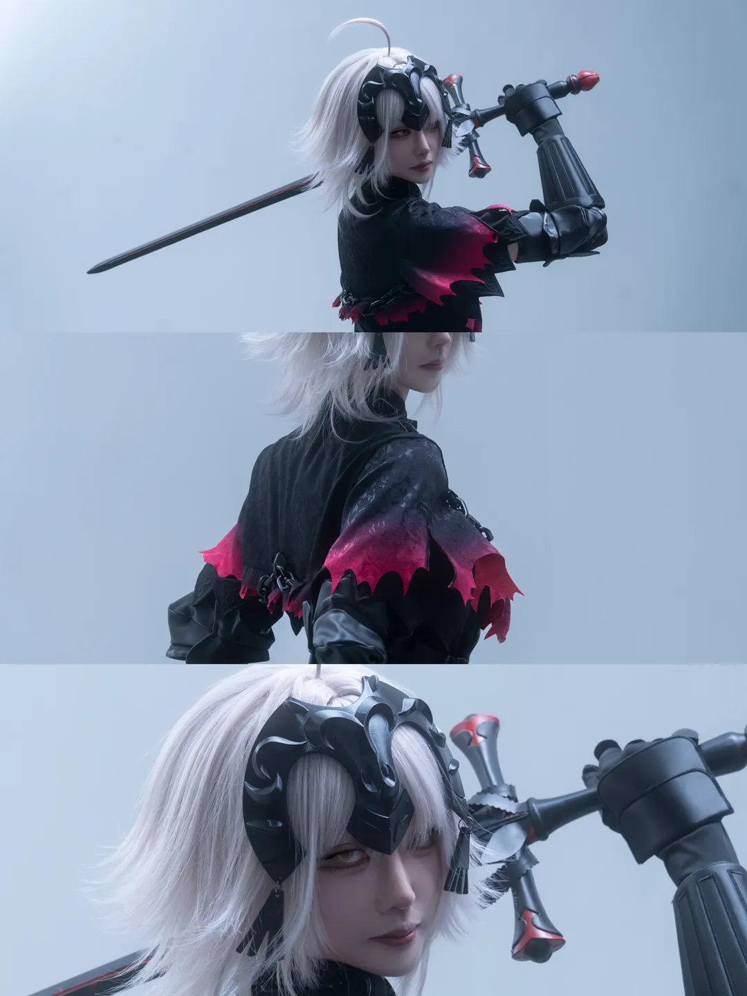【邪ンヌ コスプレ】『Fate/Grand Order』の復讐者、白ホリ撮影の中の黒赤戦甲 - 1 枚目