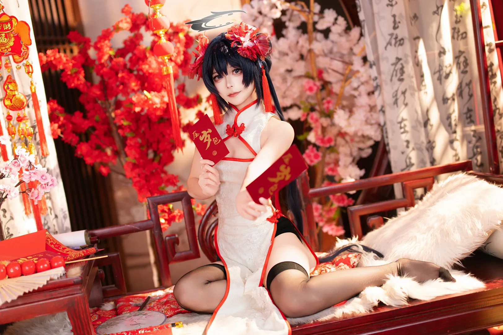 【蔚蓝档案妃咲cos】新春旗袍龙华妃咲，节日祝福献给每位老师 - 第 3 张