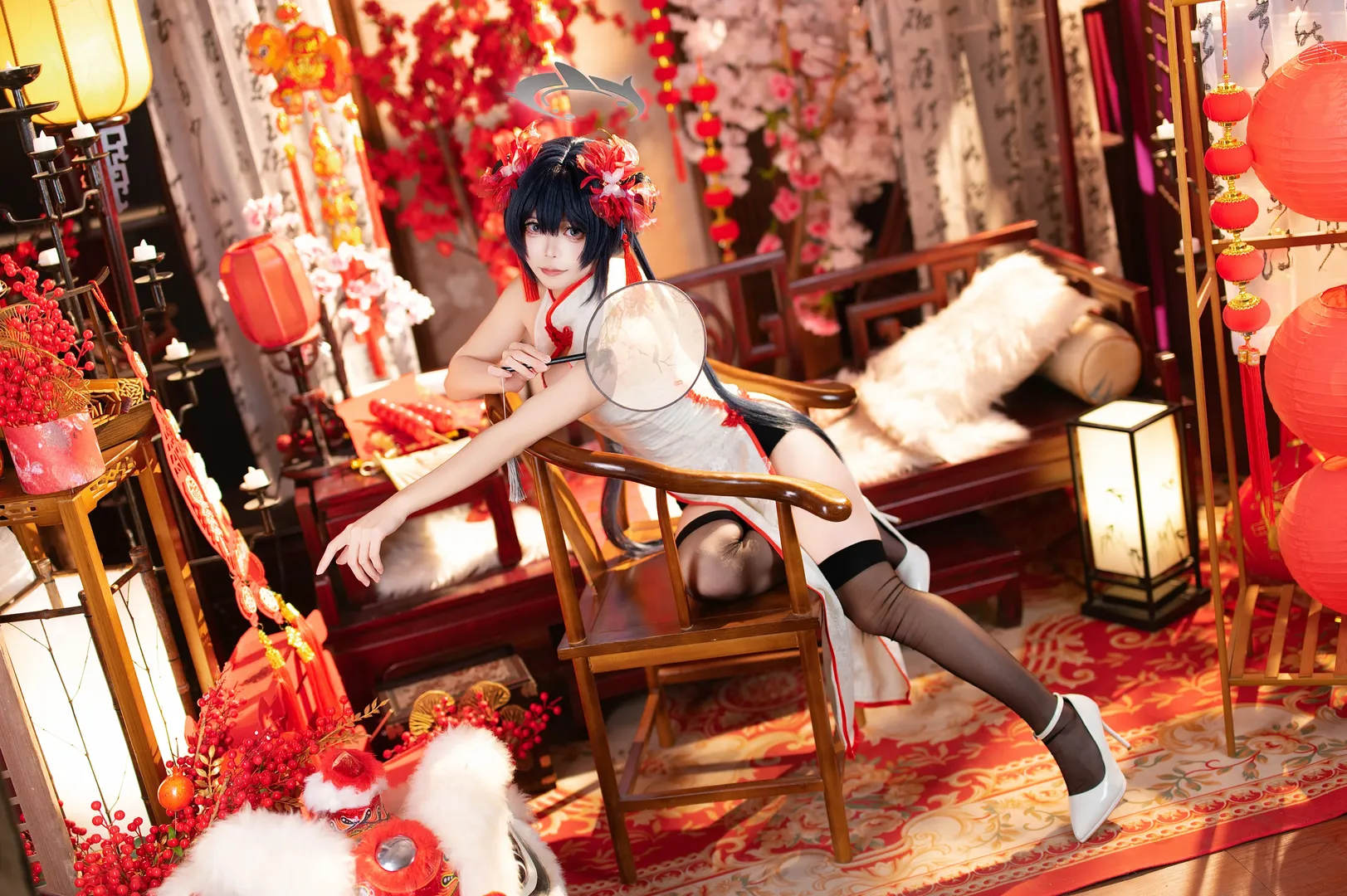 【蔚蓝档案妃咲cos】新春旗袍龙华妃咲，节日祝福献给每位老师 - 第 6 张