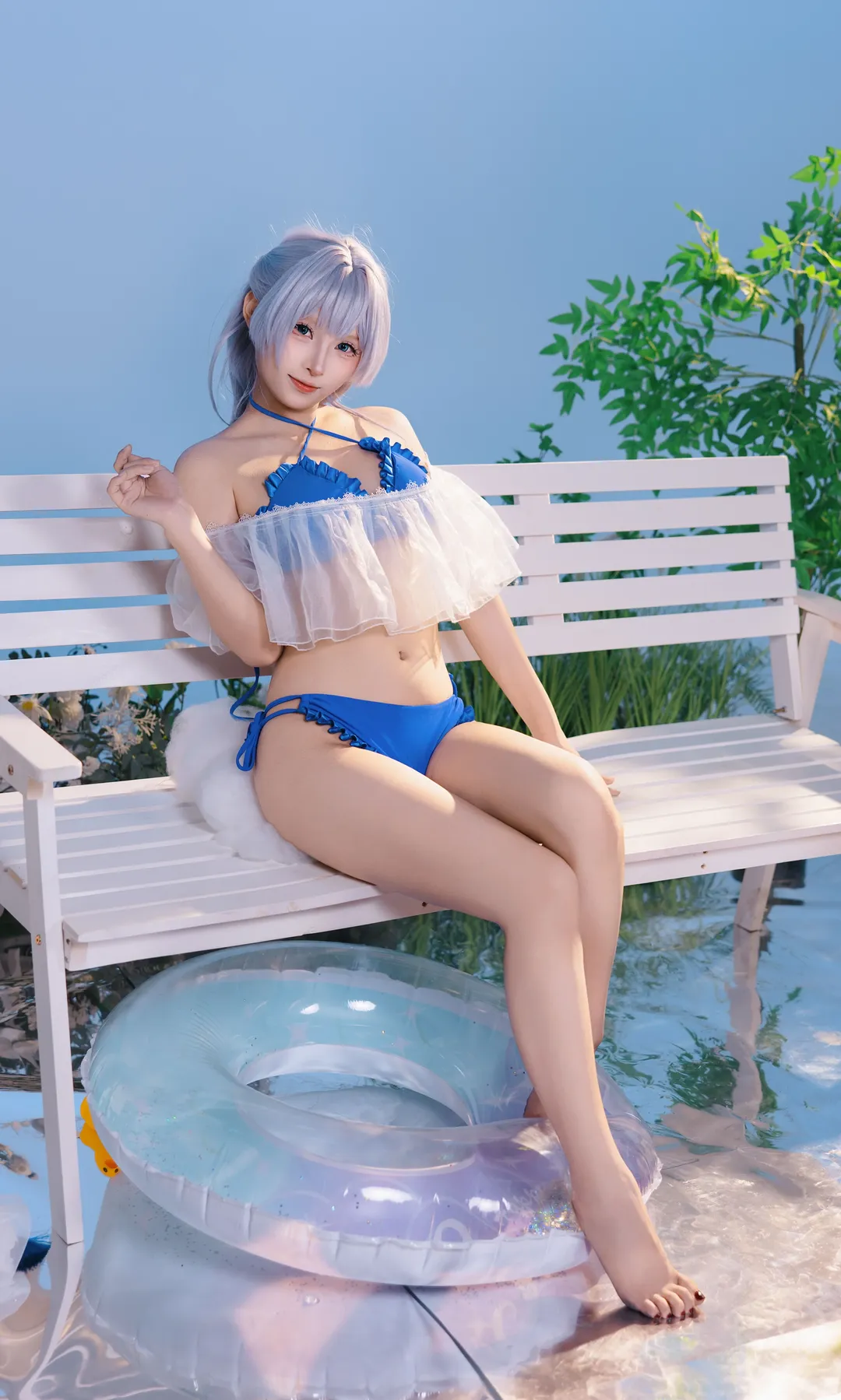 [Azur Lane cosplay] Summer Blue and White Swimsuit: Azur Lane Theme - Image 1