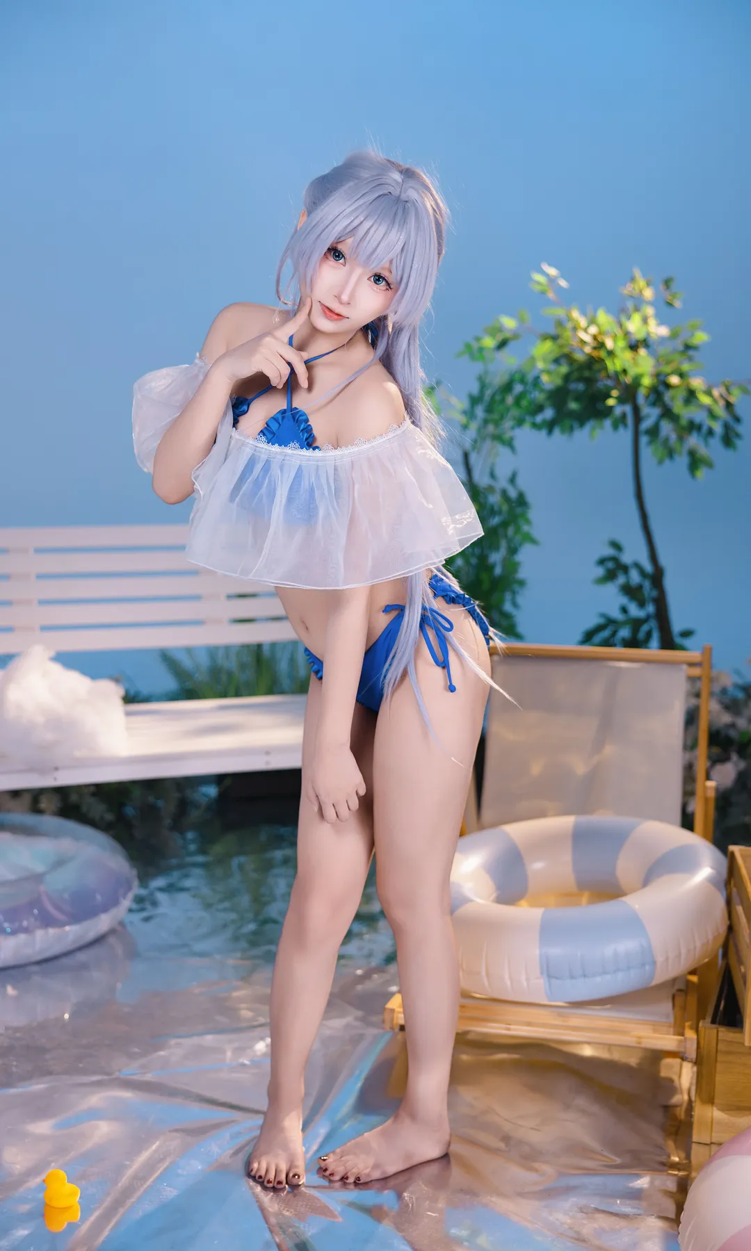 [Azur Lane cosplay] Summer Blue and White Swimsuit: Azur Lane Theme - Image 11