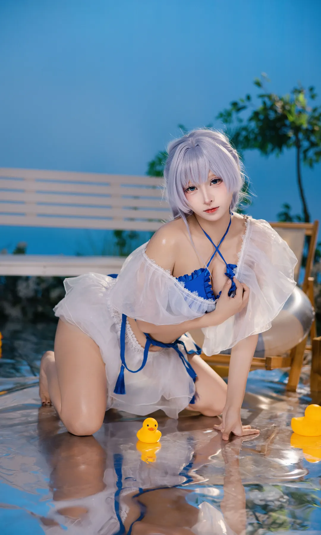 [Azur Lane cosplay] Summer Blue and White Swimsuit: Azur Lane Theme - Image 12