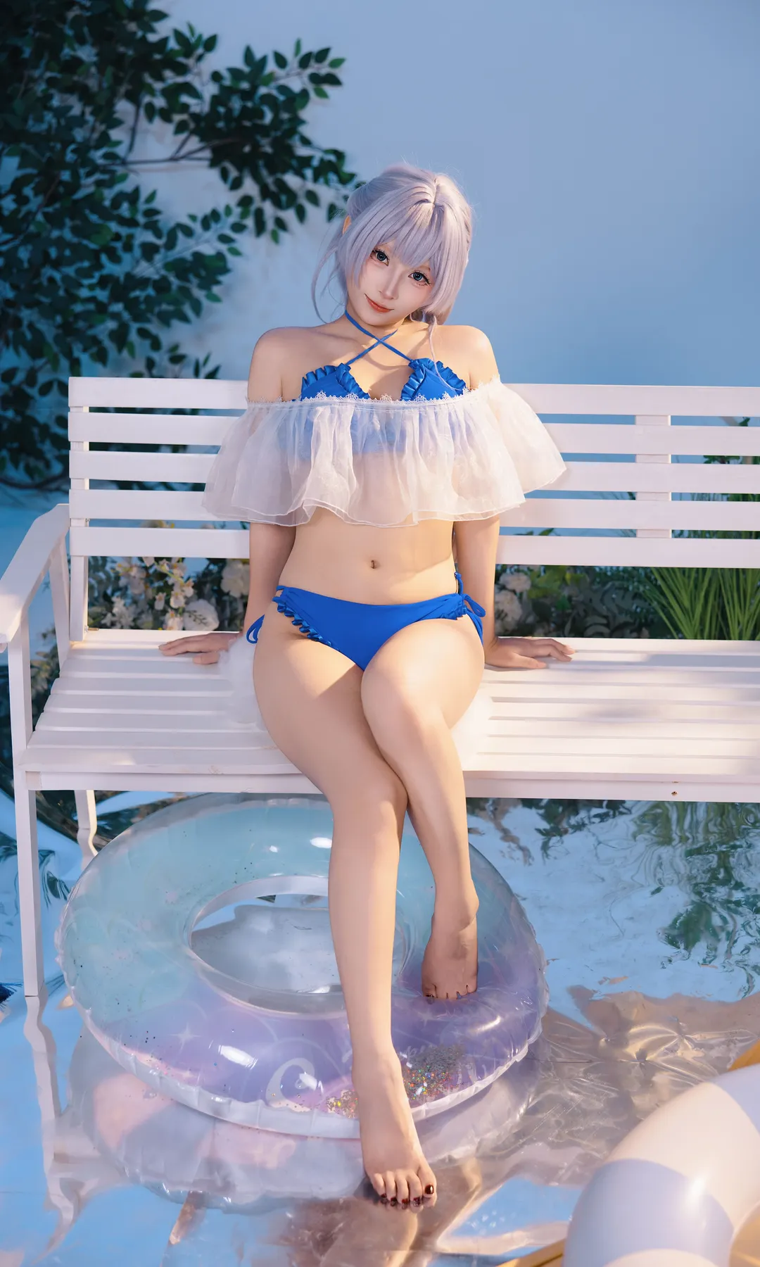 [Azur Lane cosplay] Summer Blue and White Swimsuit: Azur Lane Theme - Image 2