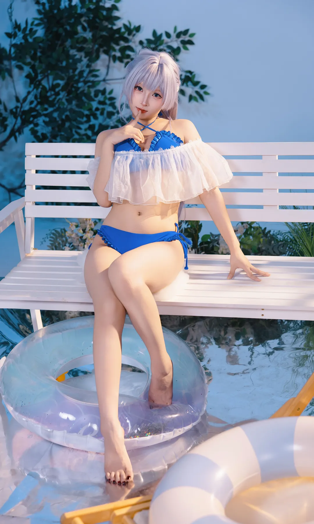 [Azur Lane cosplay] Summer Blue and White Swimsuit: Azur Lane Theme - Image 4