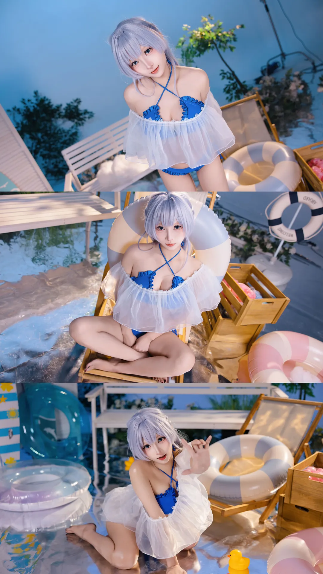 夏日蓝白泳装，碧蓝航线主题cos
