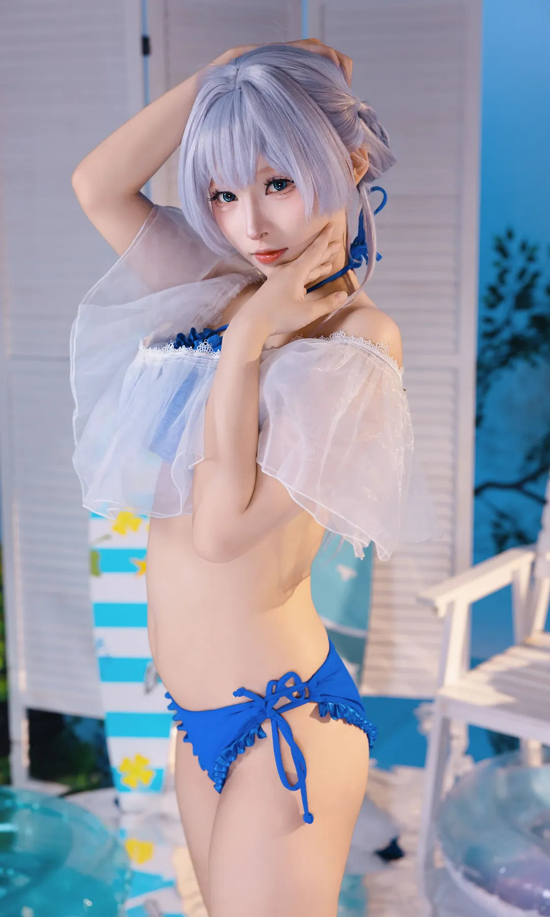 [Azur Lane cosplay] Summer Blue and White Swimsuit: Azur Lane Theme - Image 9