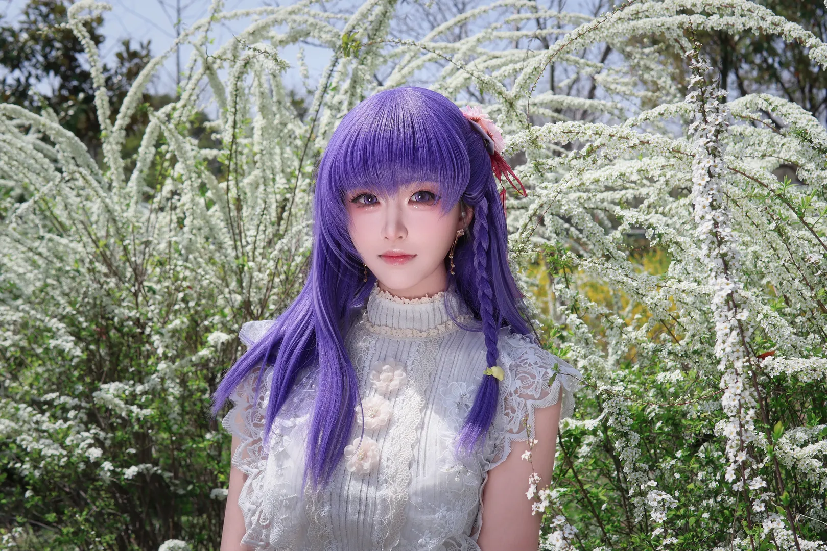 【间桐樱cos】春日雪柳下的紫发少女，型月外景记录 - 第 1 张