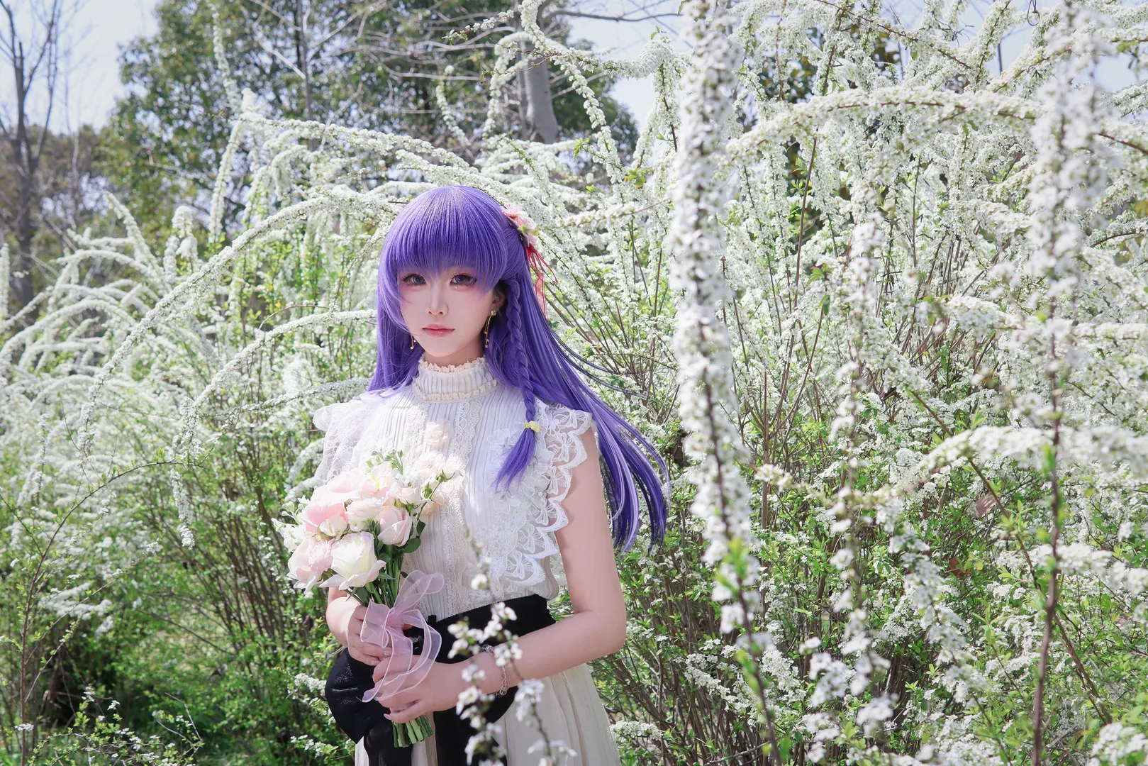【间桐樱cos】春日雪柳下的紫发少女，型月外景记录 - 第 2 张