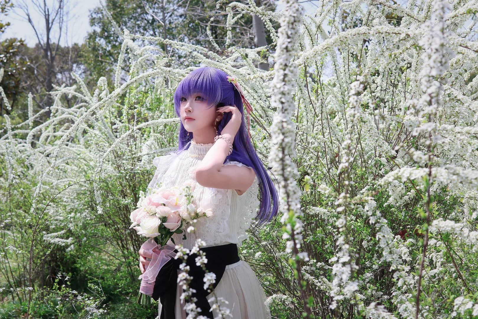 【间桐樱cos】春日雪柳下的紫发少女，型月外景记录 - 第 3 张