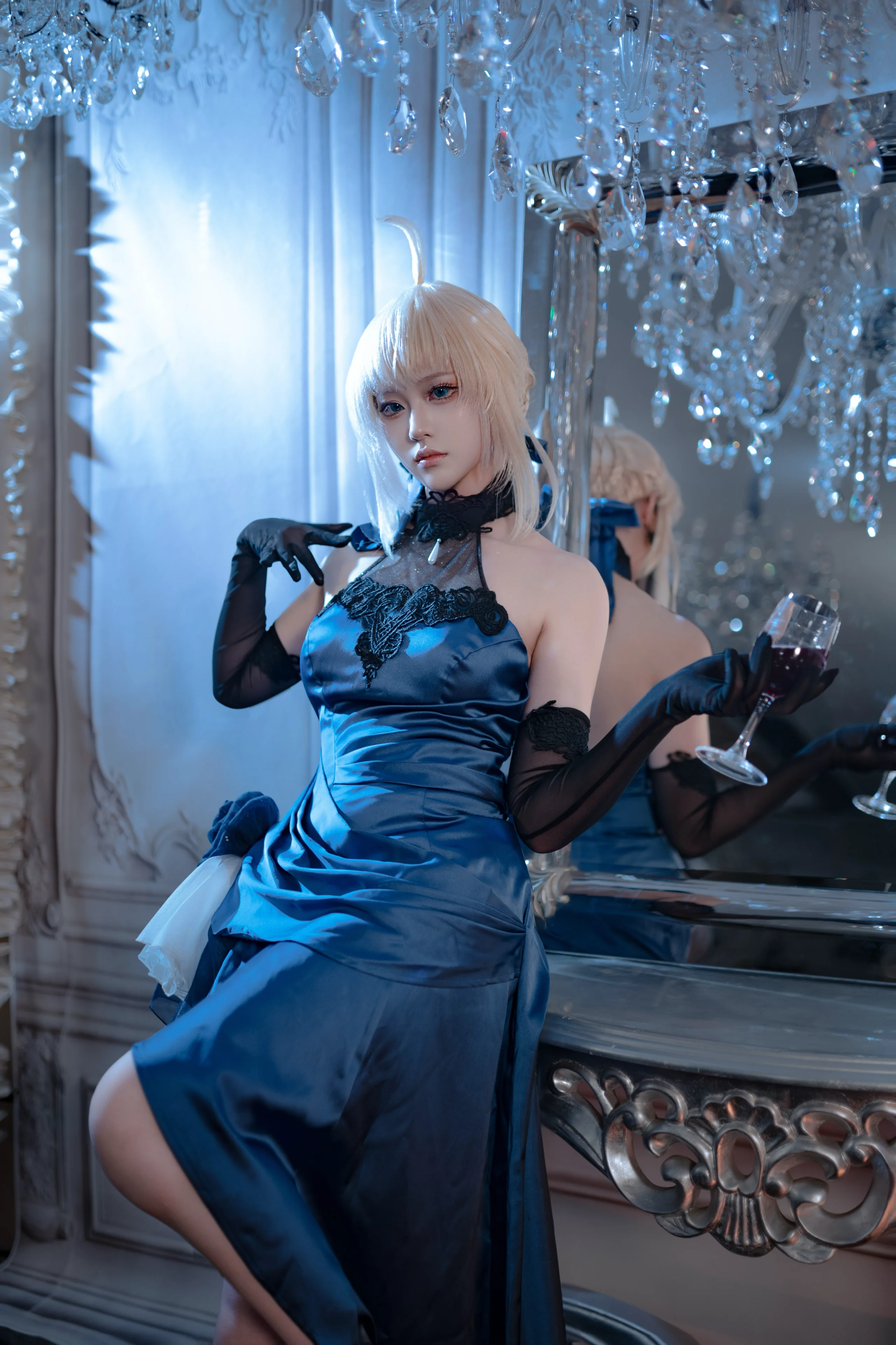 【saber阿爾託莉雅cos】卡美洛的晚宴，藍禮服與紅酒杯 - 第 1 張