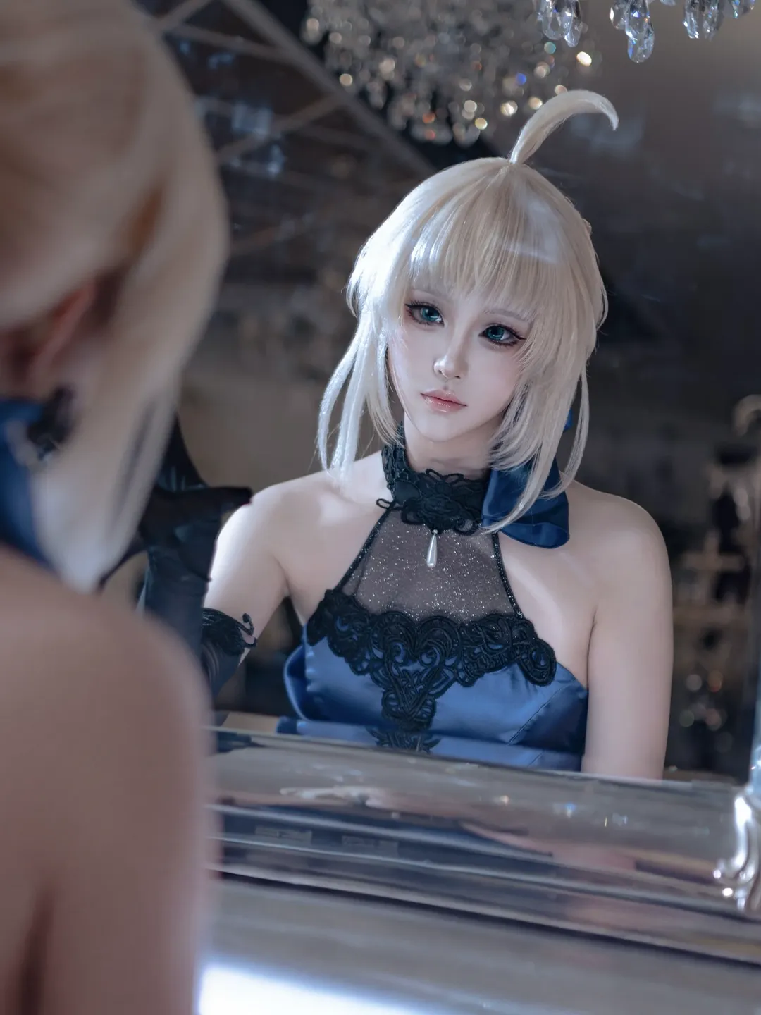 【阿尔托莉雅cos】Fate系列蓝礼服下的华丽镜中倒影