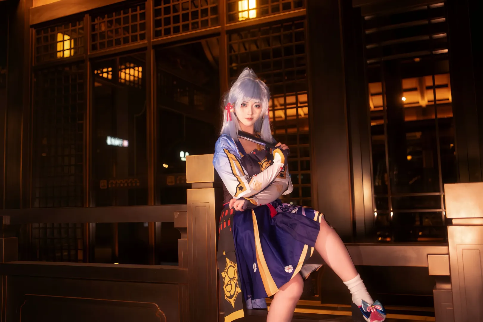 【神里绫华cos】夜色和风，折扇轻拂