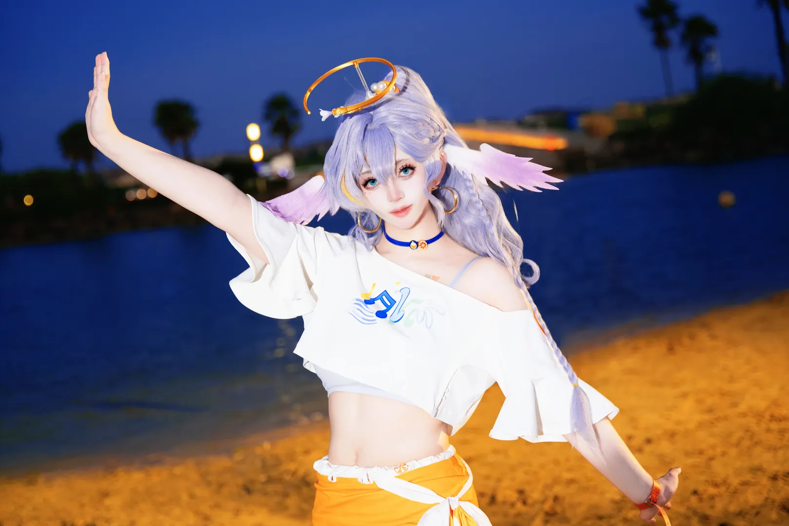 【知更鸟cos】夜风微凉的海边沙滩漫步分享 - 第 2 张