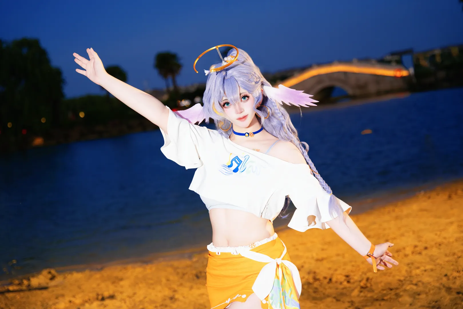 【知更鸟cos】夜风微凉的海边沙滩漫步分享 - 第 3 张