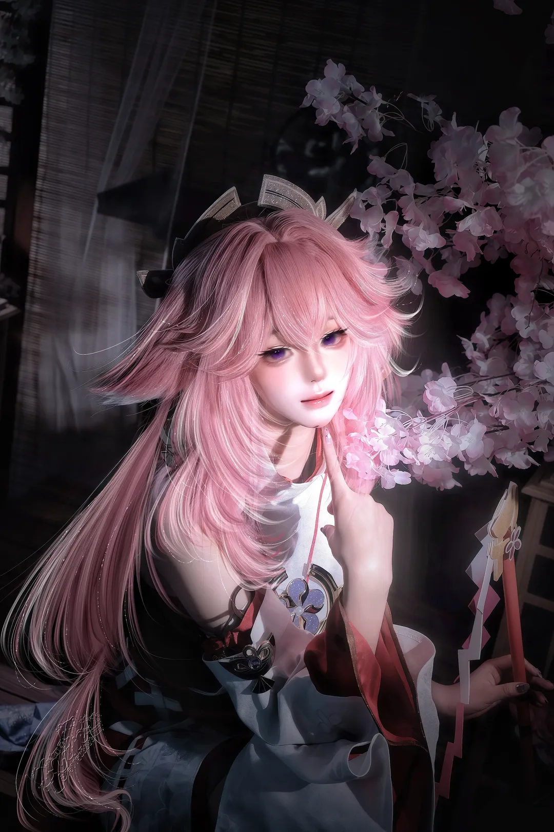 【八重神子cos】原神，樱花光影里的片刻静谧