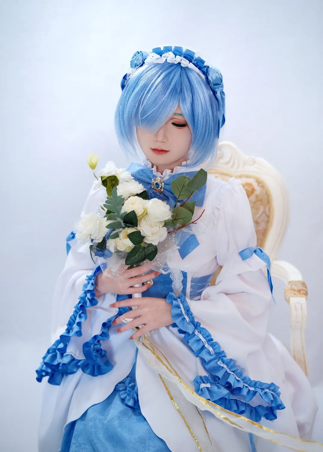 【蕾姆cos】从零开始的异世界生活，水色哥特裙搭配白丝的极致出片 - 第 1 张