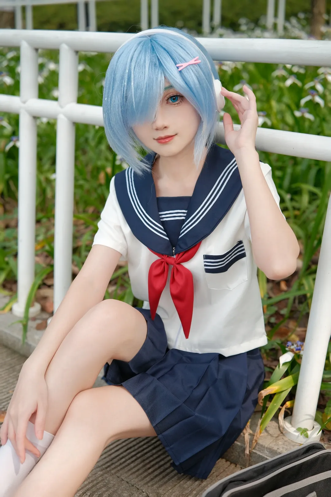 【蕾姆cos】从零开始的异世界生活，水手服少女的公园漫步