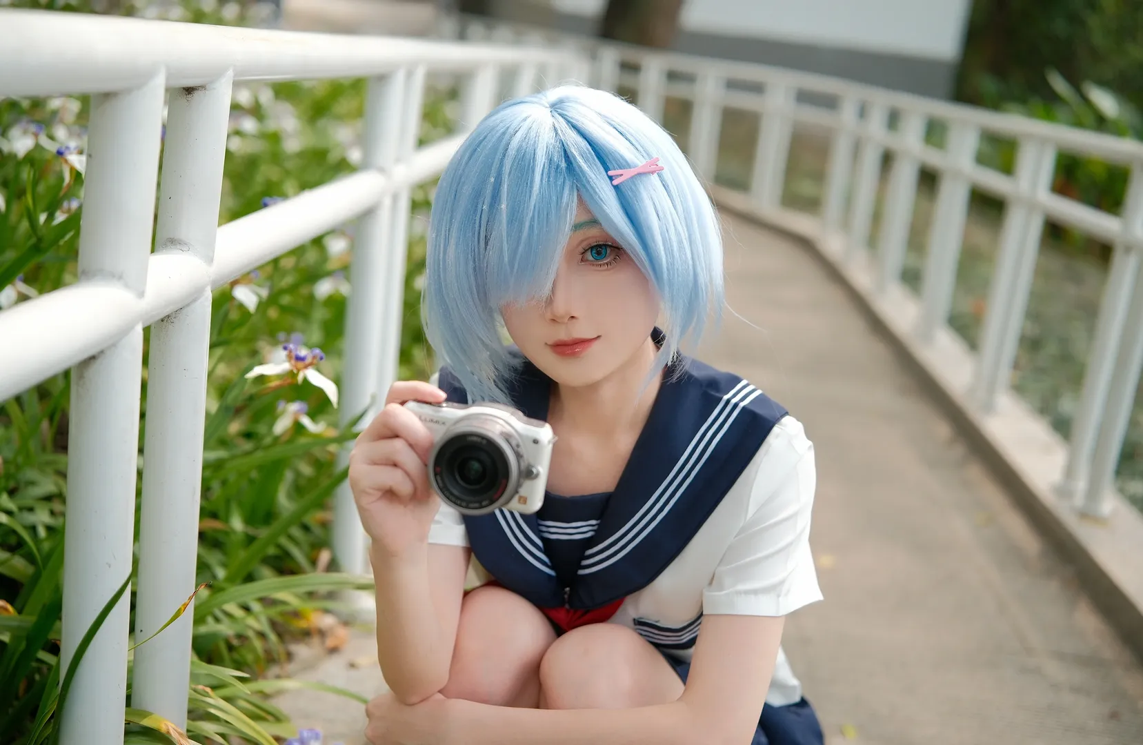【蕾姆cos】从零开始的异世界生活，水手服少女的公园漫步 - 第 4 张
