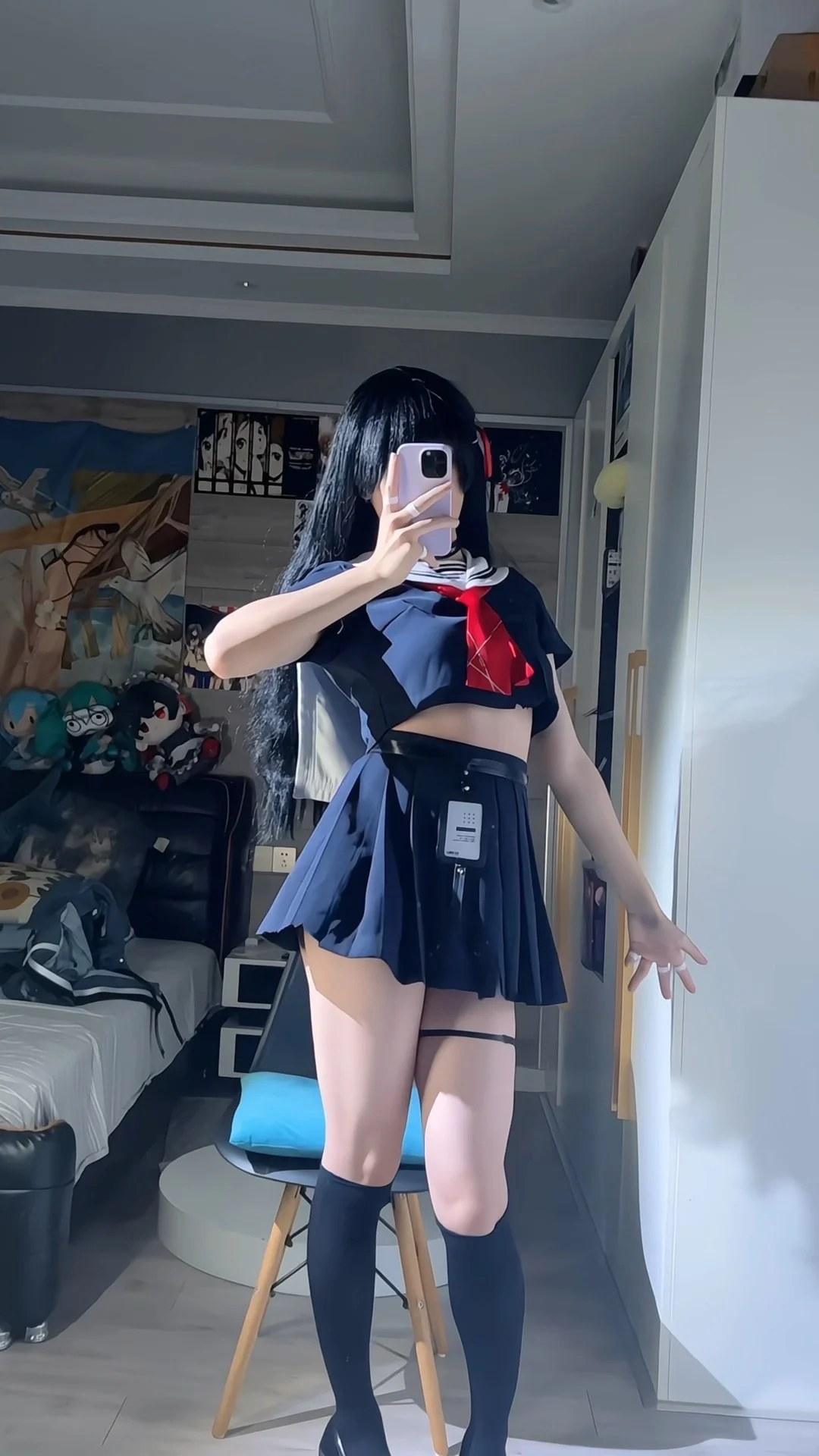 【朽叶家的千小妹cos】红色巨型武器与长筒袜的细节分享 - 第 2 张